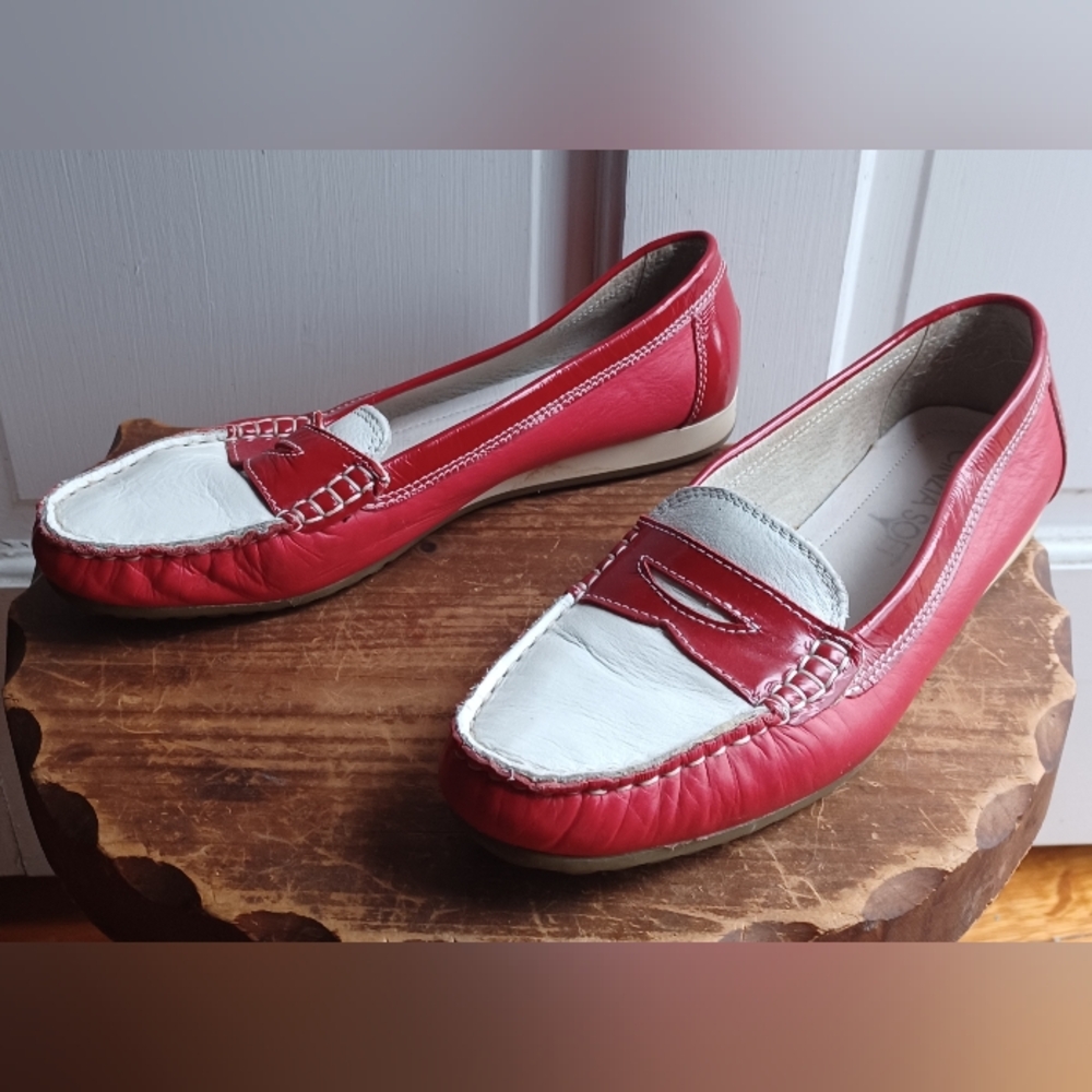 Cinzia Soft Red And White Women's Loafers